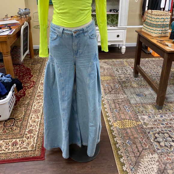Free People Pandora Wide Leg Jeans We The Free Pleated Front